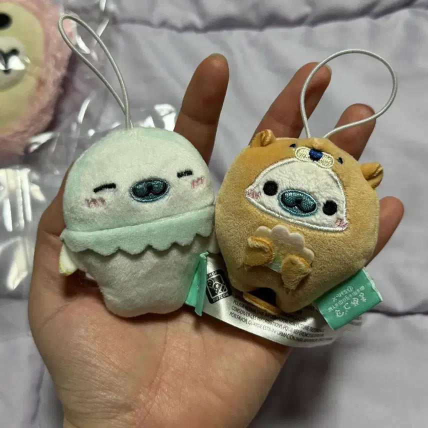 [BUNJANG] Mamegoma Character Set Plush Dolls (Keychain Compatible) - 2 Types Bundle Set / 마메고마 인형 (키링 가능,택 없음) 2종 일괄 세트