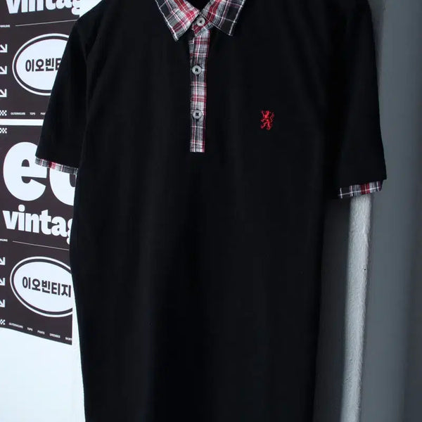 [BUNJANG] Gemboni Y2K Checked Half-Sleeve Polo T-Shirt Black / (L) 젬보니 반팔 카라 티셔츠 90년대 Y2K 체크 블랙-H35597