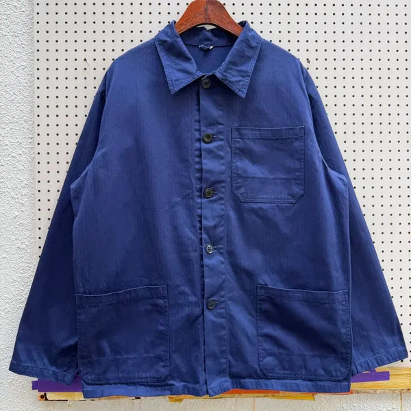 [BUNJANG] 1980s European Washed Navy HBT Herringbone Twill Work Jacket / 1980s EUROPEAN WASHED NAVY HBT 헤링본워크자켓