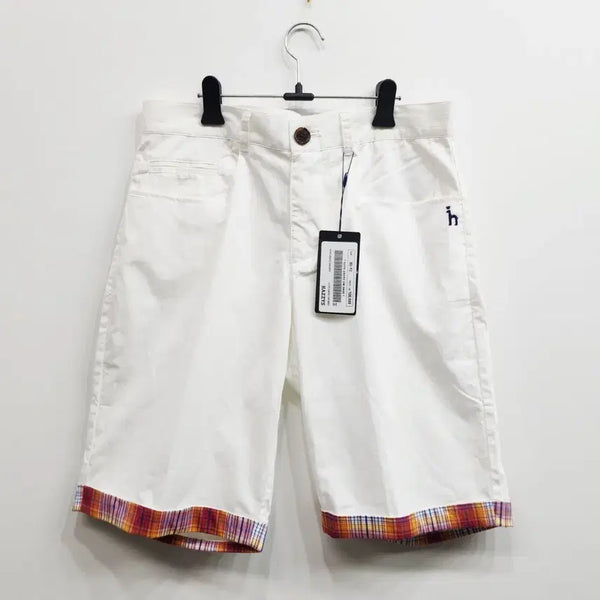 [BUNJANG] HAZZYS White Check Roll-up Shorts Size 31 / 새상품 해지스 화이트 체크 롤업 반바지 31 정가 10만원 여자 하프 팬츠 31