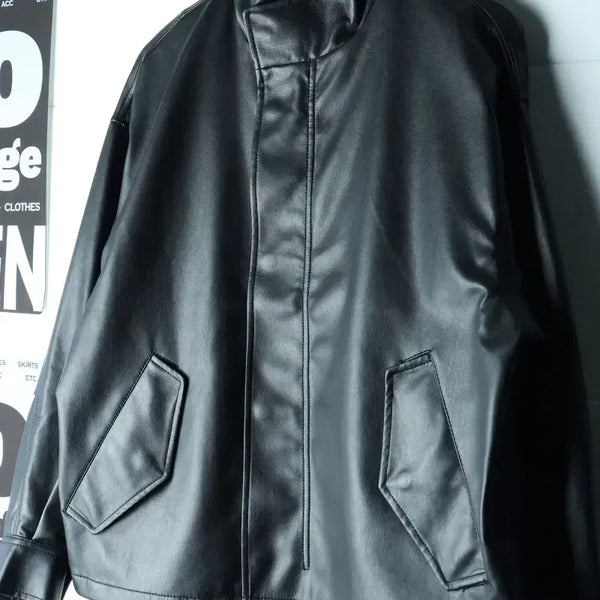 [BUNJANG] Spao Vegan Leather Bomber Jacket / (S-L) 스파오 집업 바람막이 점퍼자켓 비건레더 블루종-H35506