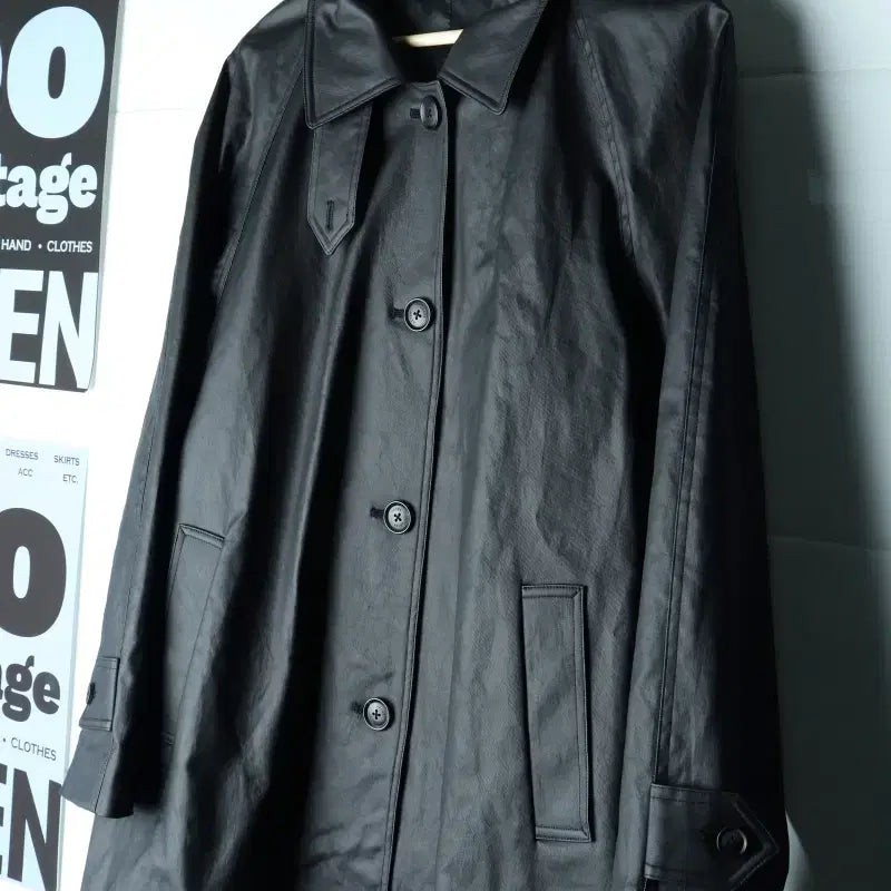 [BUNJANG] W(F) Asser Vegan Leather Half Coat Zipper Windbreaker Jumper Jacket / W(F) 아쎄르 집업 바람막이 점퍼자켓 비건레더 하프코트-H35511