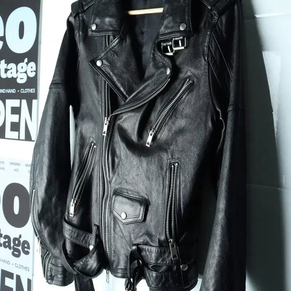 [BUNJANG] Brand Vintage Zip-Up Windbreaker Jacket Real Leather / (M-L) 브랜드빈티지 집업 바람막이 점퍼자켓 리얼레더-H35513