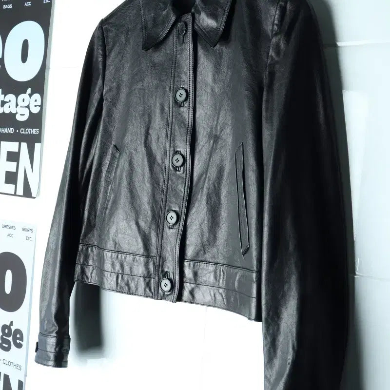[BUNJANG] Sisley Genuine Leather Zip-Up Windbreaker Jumper Jacket / W(M) 시슬리 집업 바람막이 점퍼자켓 리얼레더 양가죽-H35514