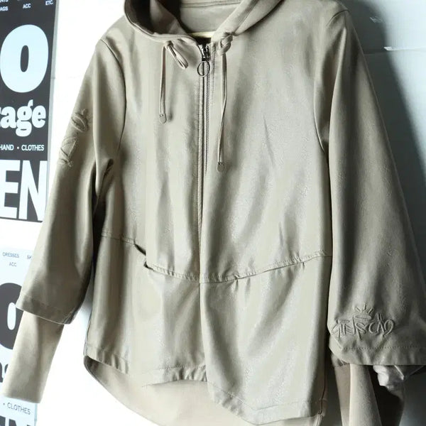 [BUNJANG] W(F) Brand Vintage Zip-Up Windbreaker Jacket Vegan Leather Embroidery / W(F) 브랜드빈티지 집업 바람막이 점퍼자켓 비건레더 자수-H35515