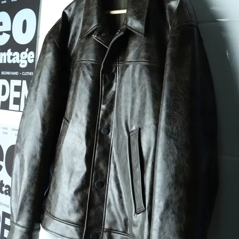 [BUNJANG] Zara Zip-Up Windbreaker Jacket Patterned Vegan Leather / (XL-3XL) 자라 집업 바람막이 점퍼자켓 패턴 비건레더-H35523