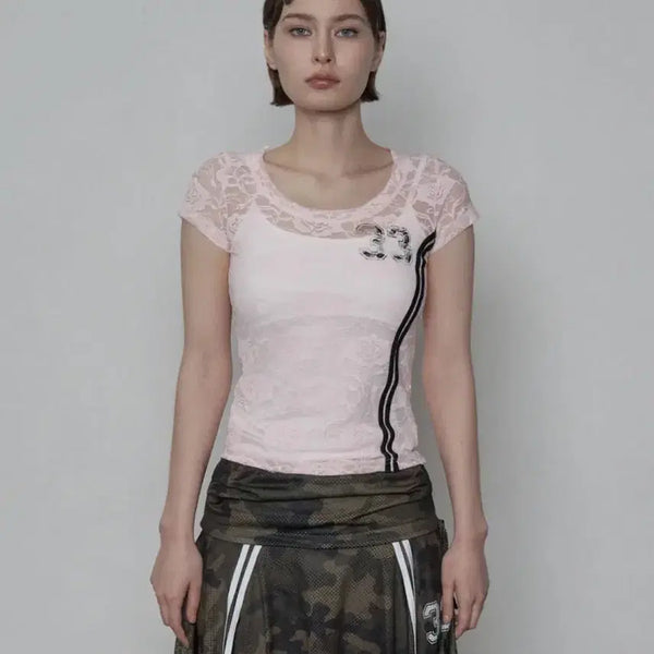 [BUNJANG] 33 LACE TOP / BABY PINK / 셋업이엑스이 33 LACE TOP / BABY PINK