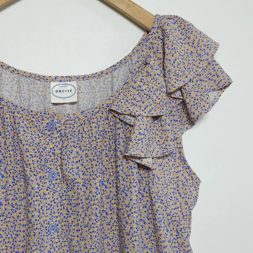 [BUNJANG] Orsayte Flower Frill Long Pajama Dress / 홈웨어 오르시떼 플라워 프릴 롱 잠옷 원피스