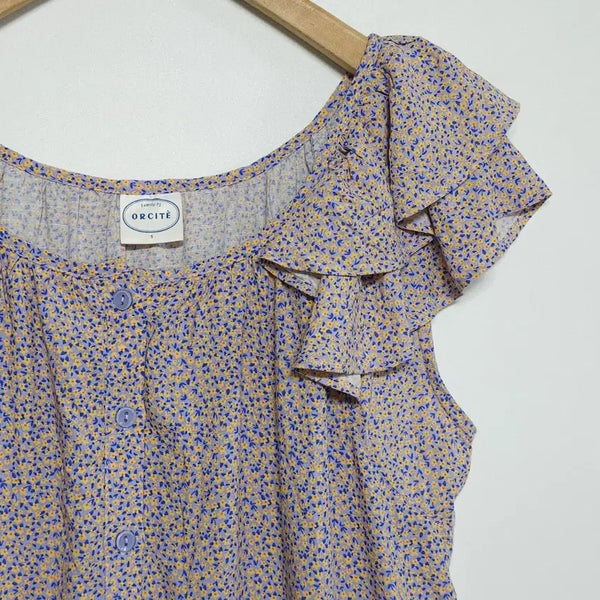 [BUNJANG] Orsayte Flower Frill Long Pajama Dress / 홈웨어 오르시떼 플라워 프릴 롱 잠옷 원피스