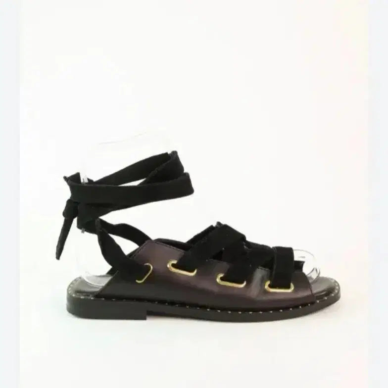 [BUNJANG] Maje Black Leather Strap Sandals / 마쥬 블랙 스트랩 샌들 39(250~255)