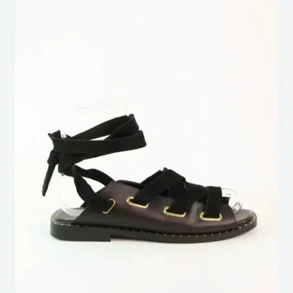 [BUNJANG] Maje Black Leather Strap Sandals / 마쥬 블랙 스트랩 샌들 39(250~255)
