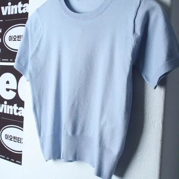 [BUNJANG] MIXXO Basic T-shirt / W(S) 미쏘 반팔 티셔츠 니트 무지 연블루-H35544