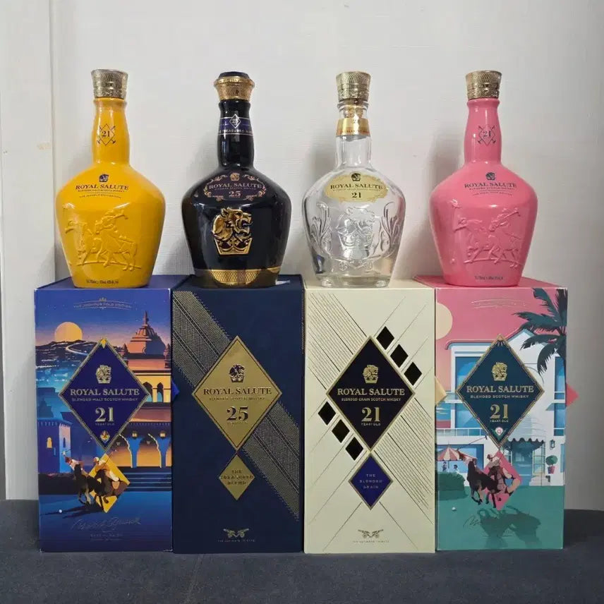 [BUNJANG] Royal Salute 21 Year Old Whisky Empty Bottles Bundle / 로얄살루트 위스키 4종 공병 일괄