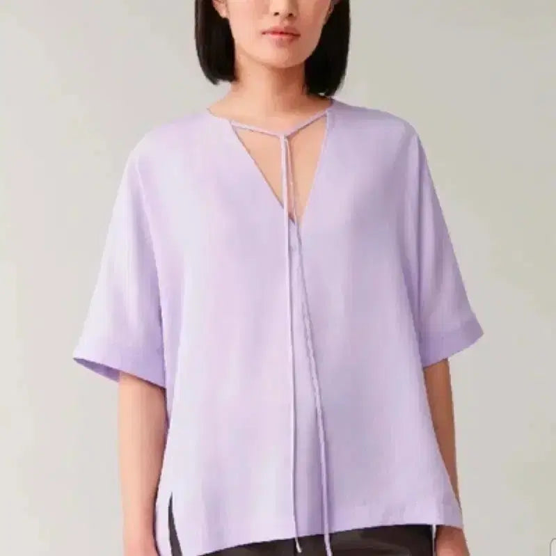 [BUNJANG] COS Women's Neck Tie Tunic Top Lavender Size 32 / 32 ) COS 여성 넥 타이 튜닉 탑