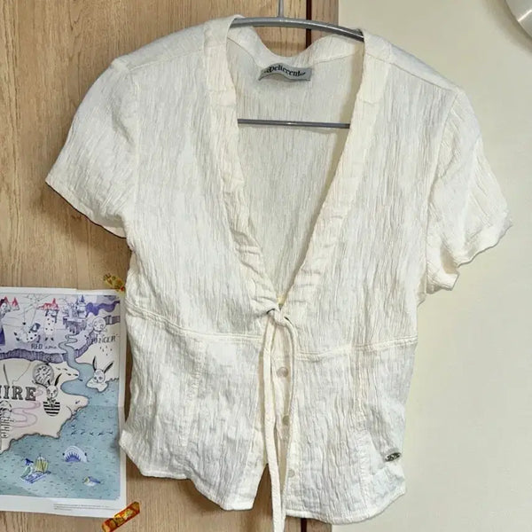 [BUNJANG] Delicent Ribbon Shirring Shirt / 델리센트 리본 셔링 셔츠