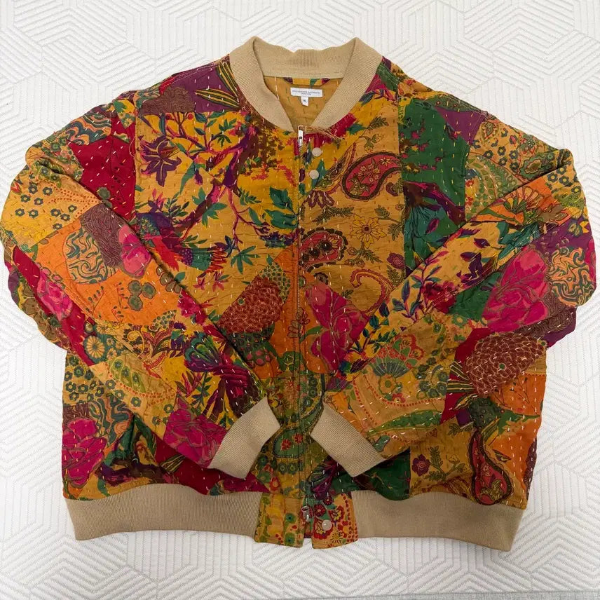 [BUNJANG] Men's Triangle Hand-Stitch Aviator Jacket - Multicolor / 남성 트라이앵글 핸드스티치 에비에이터 재킷 - 멀티컬러
