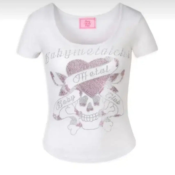 [BUNJANG] Baby Metal Club Twinkle Skull T-Shirt White / (새상품)베이비메탈클럽 트윙클 스컬 티 BMC 베메클 갸루 화이트색상
