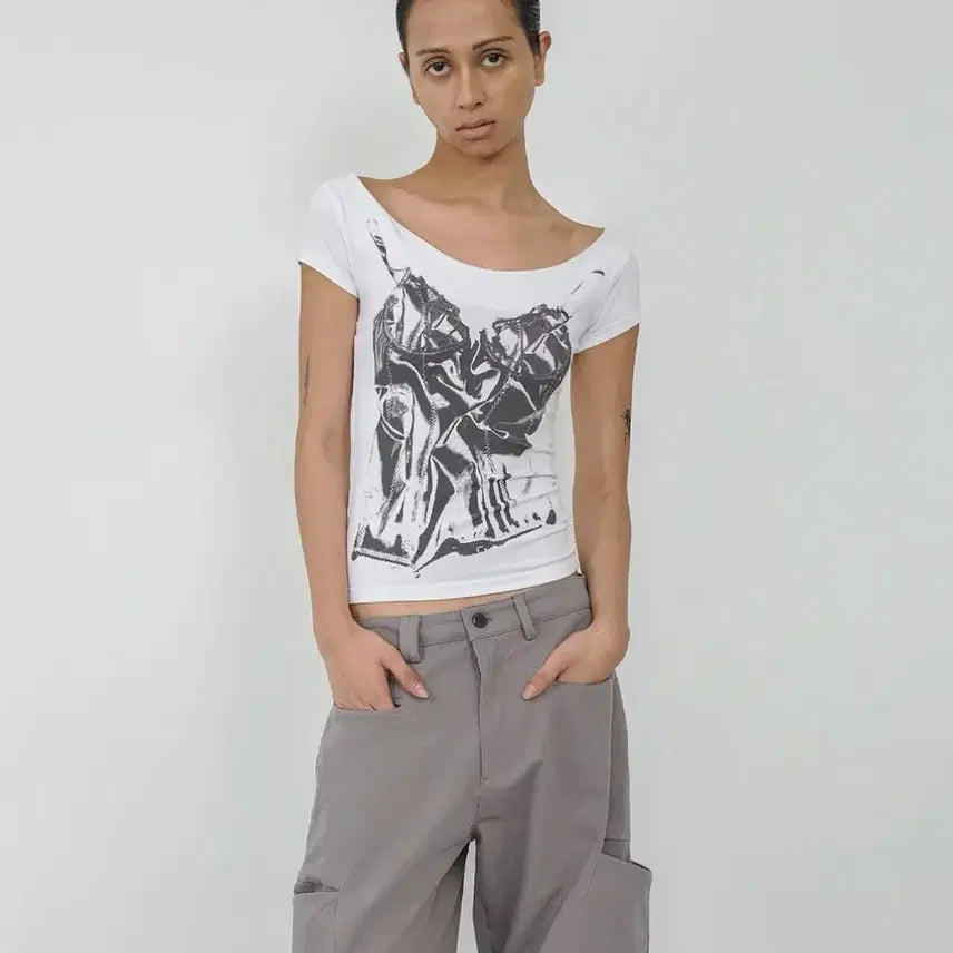 [BUNJANG] Nache SLIP X-RAY Printed T-Shirt Ivory / 나체 SLIP X-RAY PRINTED T-SHIRT IVORY