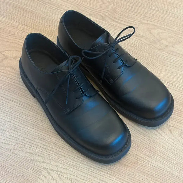 [BUNJANG] Firenze Atelier Bold Shape Minimal Derby Shoes - Matte Black / [최상급] 피렌체아뜰리에 볼드쉐입 미니멀 더비 매트블랙