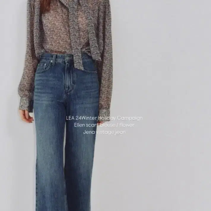 [BUNJANG] Reehue Ellen Scarf Blouse Flower / Lea르에 엘렌 스카프 블라우스 플라워