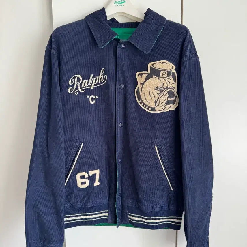 [BUNJANG] Polo Ralph Lauren Bulldog Patch Reversible Varsity Jacket / 폴로 랄프로렌 불독 와펜 리버서블 바시티 자켓