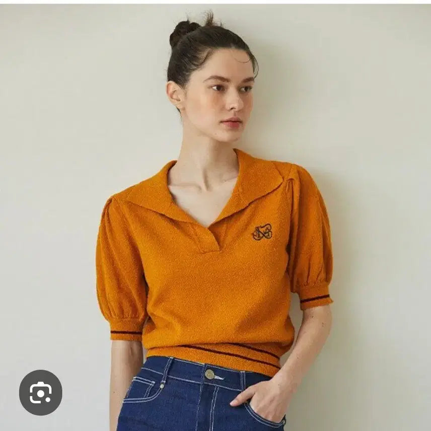 [BUNJANG] Egoist Women's Open Collar Knit Short Sleeve Top / (새제품) 24년 에고이스트 반오픈형 카라니트 반팔 66