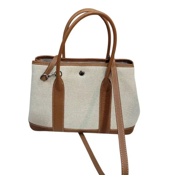 [BUNJANG] Genuine Leather & Canvas Color-Block 3-Way Bag / 천연가죽 배색 명품 모티브3way백
