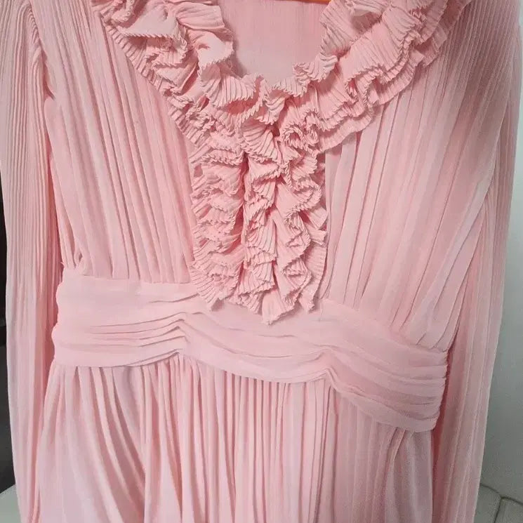 [BUNJANG] Pink Chiffon Frill Blouse / 핑크색 쉬폰 프릴 블라우스