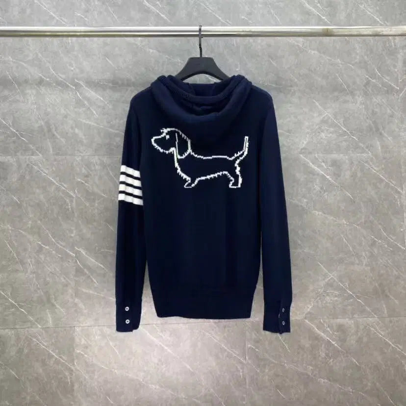 [BUNJANG] Thom Browne Milano Stitch 4-Bar Diagonal Hoodie Zip-Up Knit / 톰브라운 밀라노 스티치 4바 사선 후드 집업 니트 매장구매
