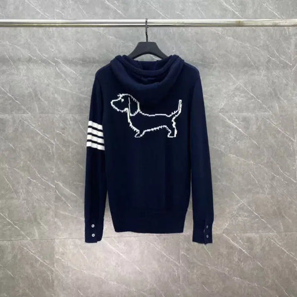 [BUNJANG] Thom Browne Milano Stitch 4-Bar Diagonal Hoodie Zip-Up Knit / 톰브라운 밀라노 스티치 4바 사선 후드 집업 니트 매장구매