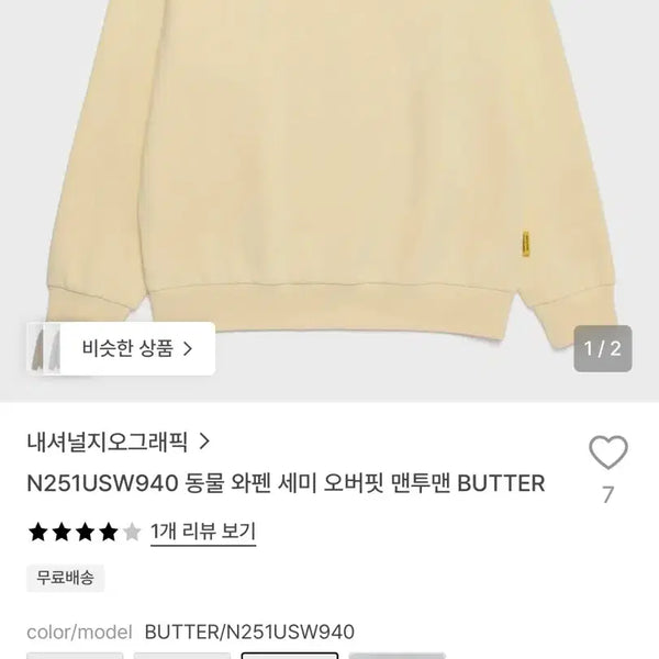 [BUNJANG] National Geographic Animal Applique Semi Oversized Sweatshirt / 내셔널지오그래픽 동물 와펜 세미 오버핏 맨투맨