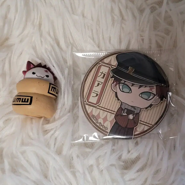 [BUNJANG] Naruto Gaara Nya-Ru-To Figure & Student Style Can Badge Bundle Set / 일괄) 나루토 가아라 냐루토 피규어, 서생풍 캔뱃지