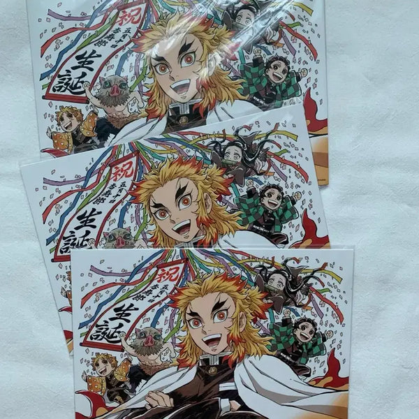 [BUNJANG] Demon Slayer Kyojuro Rengoku Megabox Birthday Card Set (3 Cards, Sealed) / 귀멸의 칼날 렌고쿠 쿄쥬로 생일 카드 메가박스 미개봉 새상품 3장 일괄