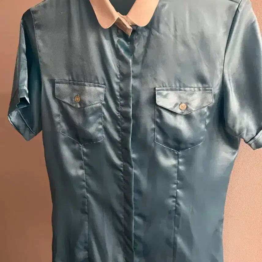 [BUNJANG] Korean Air Flight Attendant Style Trainee Uniform Celadon Blouse / 대한항공st 승무원 실습복 청자 블라우스 반팔
