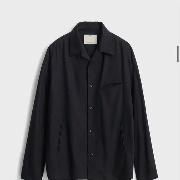[BUNJANG] Pottery Wool Flannel Open Collar Shirt Black / 포터리 울 플란넬 오픈 칼라 셔츠 블랙