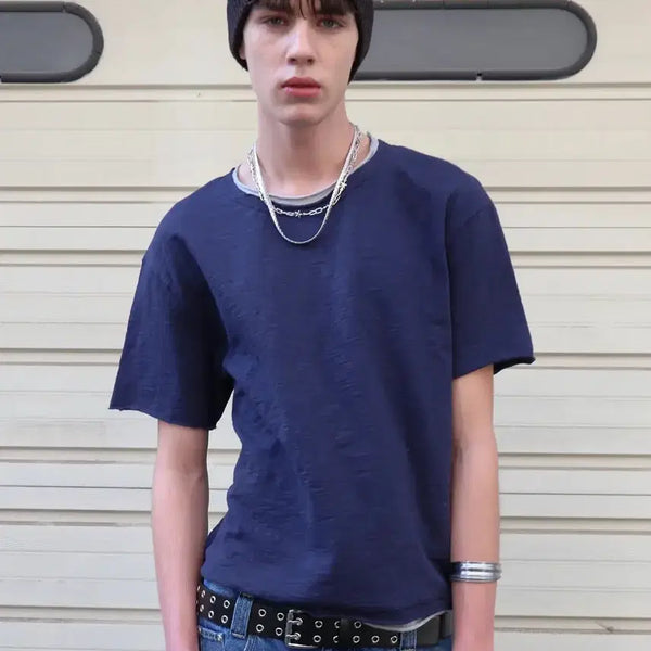 [BUNJANG] Dope Jayson Layered Slub Short Sleeve T-Shirt / 도프제이슨 레이어드 슬럽 반팔 티셔츠 새제품 싸게 팔아요