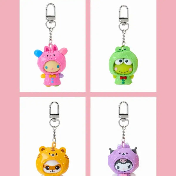 [BUNJANG] Sanrio Chibi Ttomo 4 Raincoat Keyrings (Usahana, Keroppi, Kuririn, Kuromi) / 산리오 치비토모4 우비 (우사하나, 케로피, 쿠리링, 쿠로미)