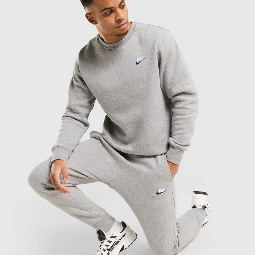 [BUNJANG] Nike Blue Swoosh Brushed Sweatshirt Set Grey S / (새상품) 나이키 기모 맨투맨 세트 그레이 S(90)