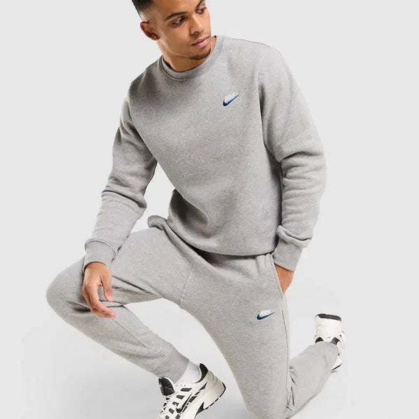 [BUNJANG] Nike Blue Swoosh Brushed Sweatshirt Set Grey S / (새상품) 나이키 기모 맨투맨 세트 그레이 S(90)