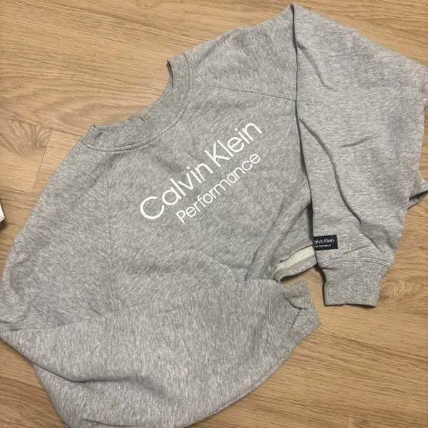 [BUNJANG] Calvin Klein Crop Sweatshirt Women's Small Grey / 캘빈클라이 크롭맨투맨 여성S