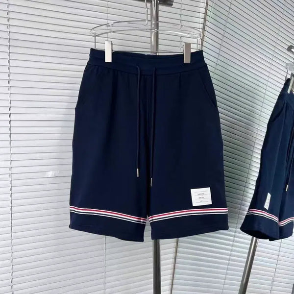 [BUNJANG] Thom Browne Stripe Cotton Mid-Thigh Shorts Navy / 톰브라운 스트라이프 코튼 미드 타이 쇼츠 네이비 매장구매