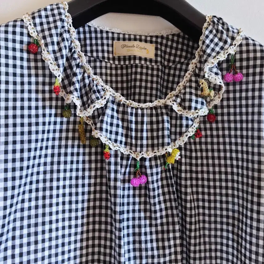 [BUNJANG] Handmade Beaded Crochet Blouse / 핸드메이드 비즈 뜨게 블라우스