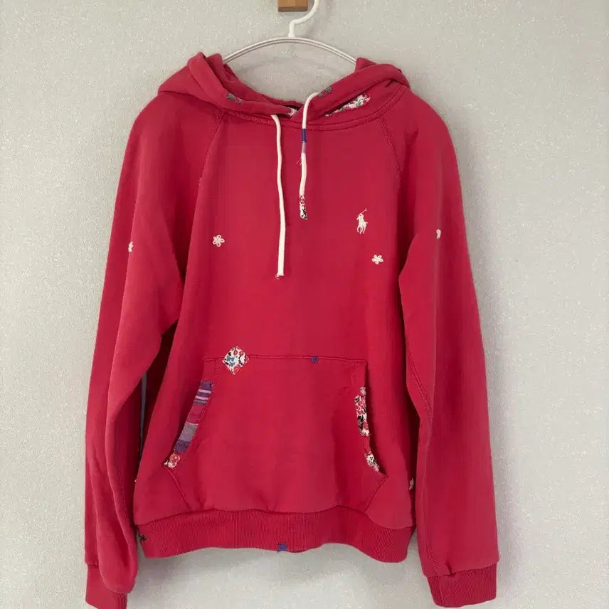 [BUNJANG] Polo Ralph Lauren Flower Embroidered Patchwork Hoodie / 폴로 플라워 자수 패치워크 후드티(QR인증)