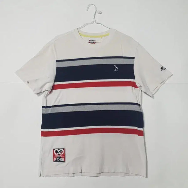 [BUNJANG] Striped Short Sleeve T-Shirt White / HZ-28 스트라이프 반팔 티셔츠 흰색 0381