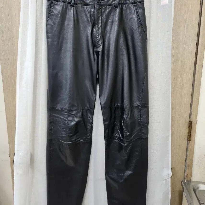 [BUNJANG] Renoma Black Cowhide Pants Size 32 / 레노마 블랙 소가죽 바지 32