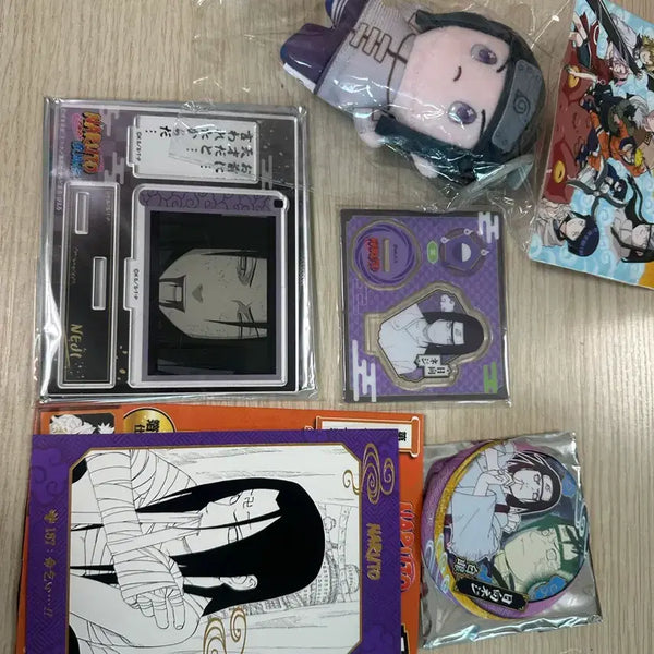 [BUNJANG] Nerutō Hyūga Neji Acrylic Badge & Plush Bundle / 느루토 휴우가 네지 아크릴 뱃지 누이 굿즈 일괄 판매