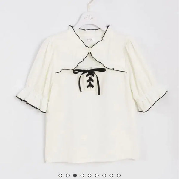 [BUNJANG] EBLIN Short Sleeve Blouse White / 에블린 반팔 블라우스 화이트 판매 양산형 양지뢰 지뢰계