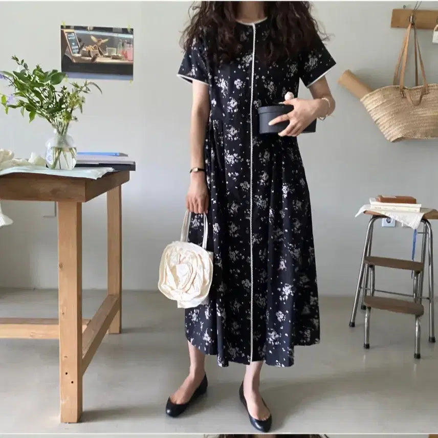 [BUNJANG] Rosebay Black Jardin Long Dress / 로즈베이 블랙쟈뎅원피스
