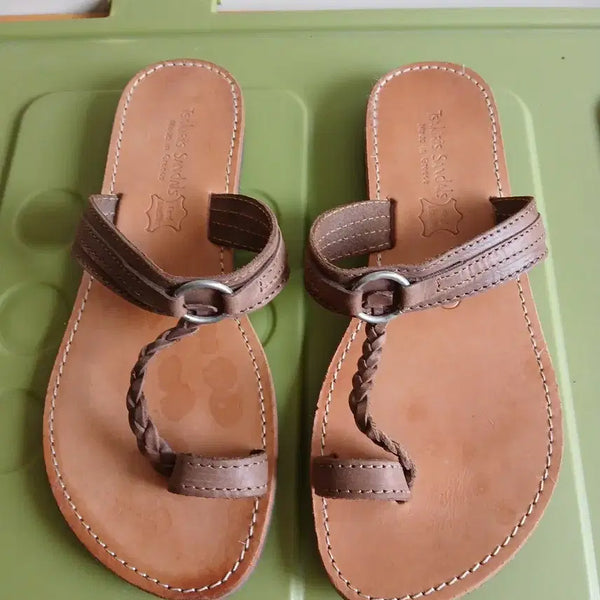 [BUNJANG] Chakiris Genuine Leather Greek Sandals Brown Women's Size 37 / 차키리스 샌들그리스산 천연가죽 브라운 여성 샌들37.235