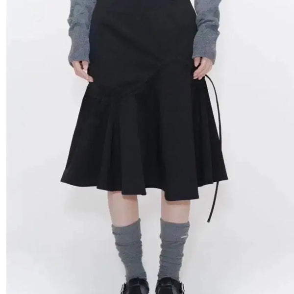 [BUNJANG] MiseKi Seoul Shirring Ruffle Midi Skirt / 미세키서울 셔링 러플 미디 스커트